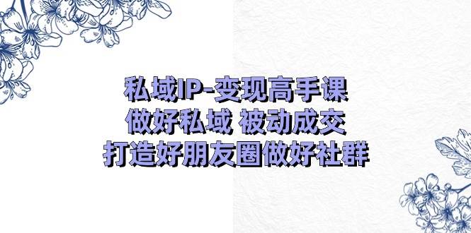 私域IP-变现高手课：做好私域 被动成交，打造好朋友圈做好社群（18节）创业之家-网创项目资源站-副业项目-创业项目-搞钱项目创业之家