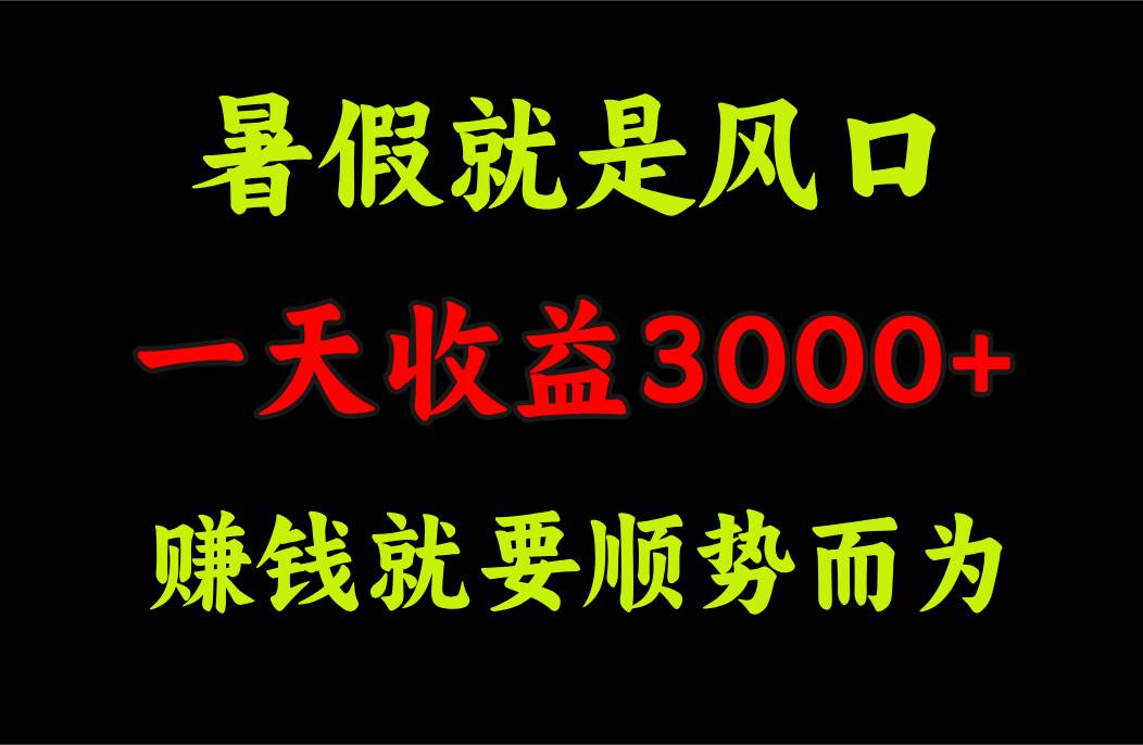 一天收益3000+ 赚钱就是顺势而为，暑假就是风口创业之家-网创项目资源站-副业项目-创业项目-搞钱项目创业之家