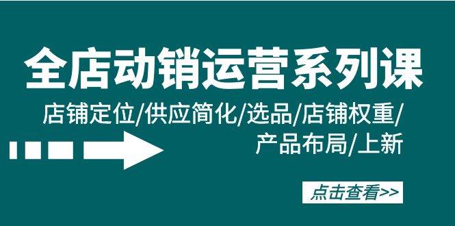 全店·动销运营系列课：店铺定位/供应简化/选品/店铺权重/产品布局/上新创业之家-网创项目资源站-副业项目-创业项目-搞钱项目创业之家