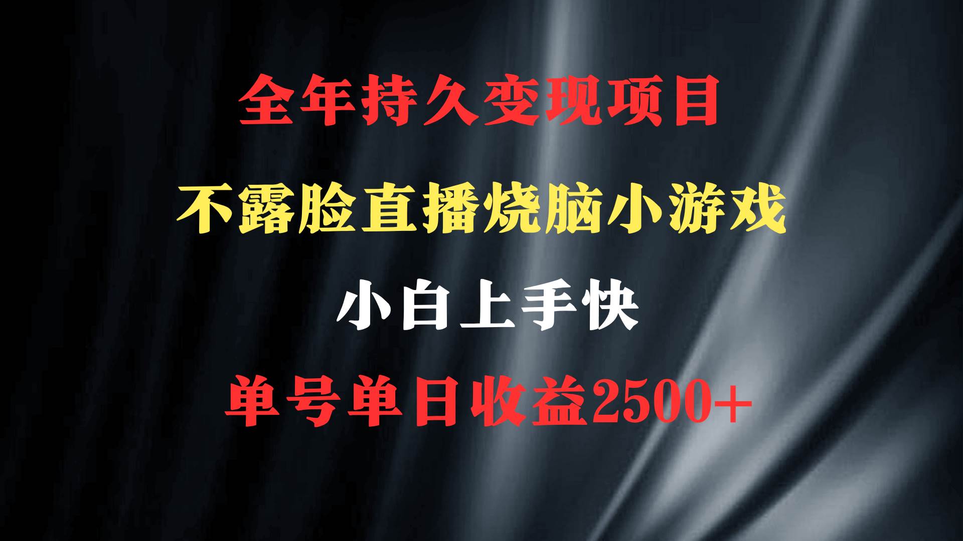 2024年 最优项目，烧脑小游戏不露脸直播  小白上手快 无门槛 一天收益2500+创业之家-网创项目资源站-副业项目-创业项目-搞钱项目创业之家