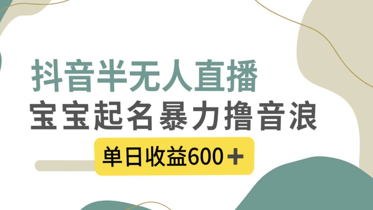 抖音半无人直播，宝宝起名，暴力撸音浪，单日收益600+创业之家-网创项目资源站-副业项目-创业项目-搞钱项目创业之家