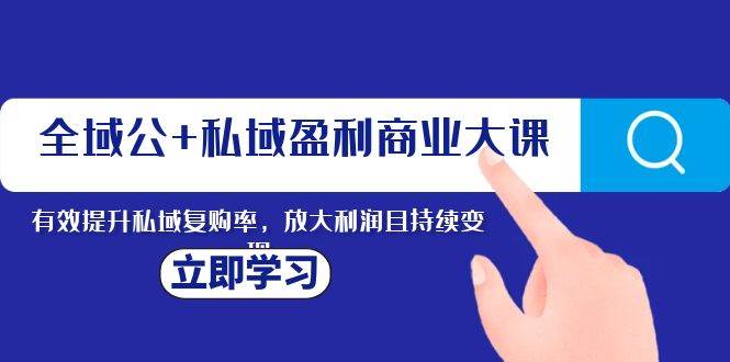 全域公+私域盈利商业大课，有效提升私域复购率，放大利润且持续变现创业之家-网创项目资源站-副业项目-创业项目-搞钱项目创业之家