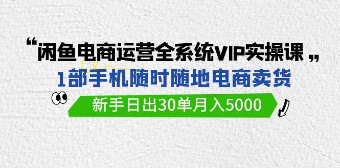 闲鱼电商运营全系统VIP实战课，1部手机随时随地卖货，新手日出30单月入5000创业之家-网创项目资源站-副业项目-创业项目-搞钱项目创业之家
