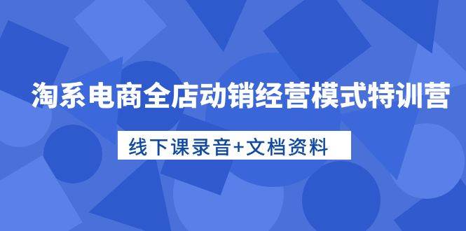 淘系电商全店动销经营模式特训营，线下课录音+文档资料创业之家-网创项目资源站-副业项目-创业项目-搞钱项目创业之家