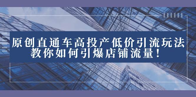 2023直通车高投产低价引流玩法，教你如何引爆店铺流量！创业之家-网创项目资源站-副业项目-创业项目-搞钱项目创业之家