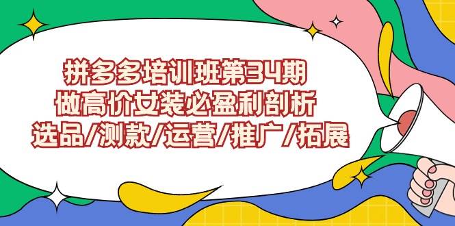 拼多多培训班第34期：做高价女装必盈利剖析  选品/测款/运营/推广/拓展创业之家-网创项目资源站-副业项目-创业项目-搞钱项目创业之家