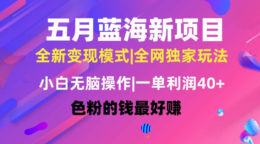 五月蓝海项目全新玩法，小白无脑操作，一天几分钟，矩阵操作，月入4万+创业之家-网创项目资源站-副业项目-创业项目-搞钱项目创业之家