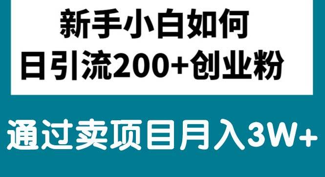 新手小白日引流200+创业粉,通过卖项目月入3W+创业之家-网创项目资源站-副业项目-创业项目-搞钱项目创业之家