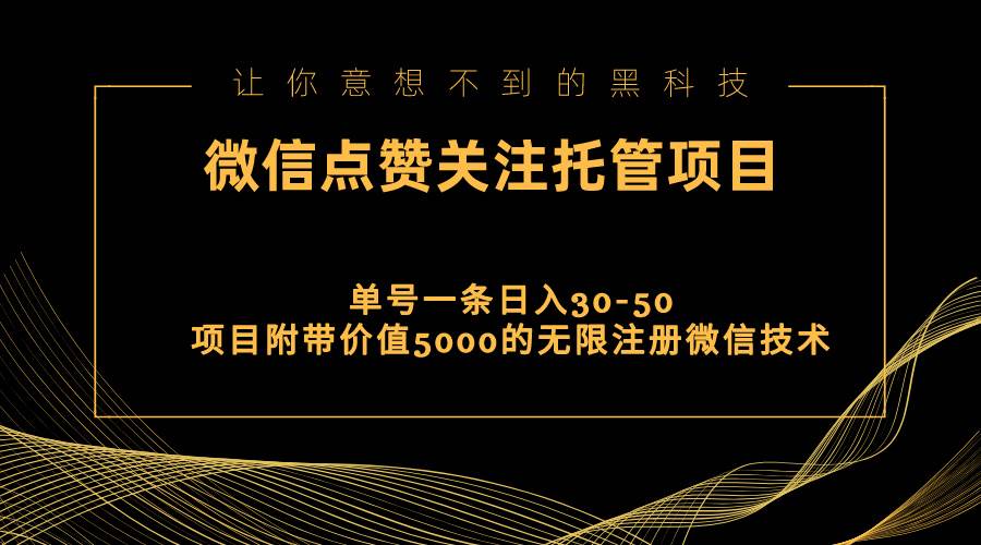 视频号托管点赞关注，单微信30-50元，附带价值5000无限注册微信技术创业之家-网创项目资源站-副业项目-创业项目-搞钱项目创业之家