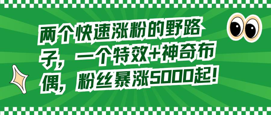 两个快速涨粉的野路子，一个特效+神奇布偶，粉丝暴涨5000起！创业之家-网创项目资源站-副业项目-创业项目-搞钱项目创业之家