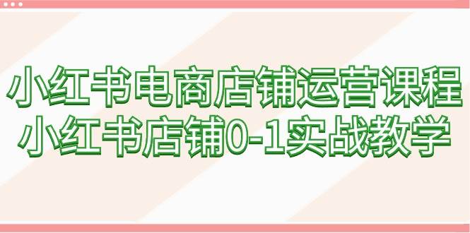 小红书电商店铺运营课程，小红书店铺0-1实战教学（60节课）创业之家-网创项目资源站-副业项目-创业项目-搞钱项目创业之家