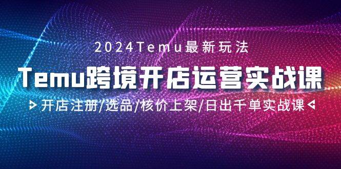 2024Temu跨境开店运营实战课，开店注册/选品/核价上架/日出千单实战课创业之家-网创项目资源站-副业项目-创业项目-搞钱项目创业之家