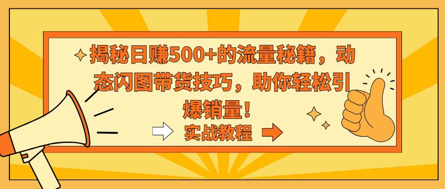 揭秘日赚500+的流量秘籍，动态闪图带货技巧，助你轻松引爆销量！创业之家-网创项目资源站-副业项目-创业项目-搞钱项目创业之家