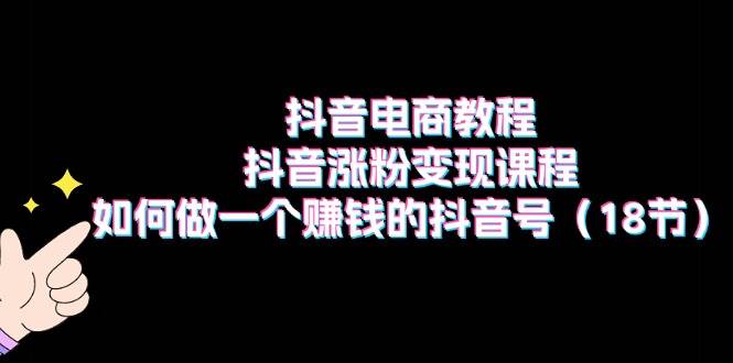 抖音电商教程：抖音涨粉变现课程：如何做一个赚钱的抖音号（18节）创业之家-网创项目资源站-副业项目-创业项目-搞钱项目创业之家