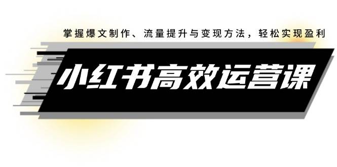 小红书高效运营课：掌握爆文制作、流量提升与变现方法，轻松实现盈利创业之家-网创项目资源站-副业项目-创业项目-搞钱项目创业之家