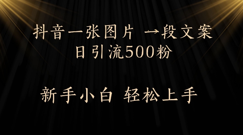 抖音一张图片，一段文案日引流500粉，新手小白 轻松上手创业之家-网创项目资源站-副业项目-创业项目-搞钱项目创业之家