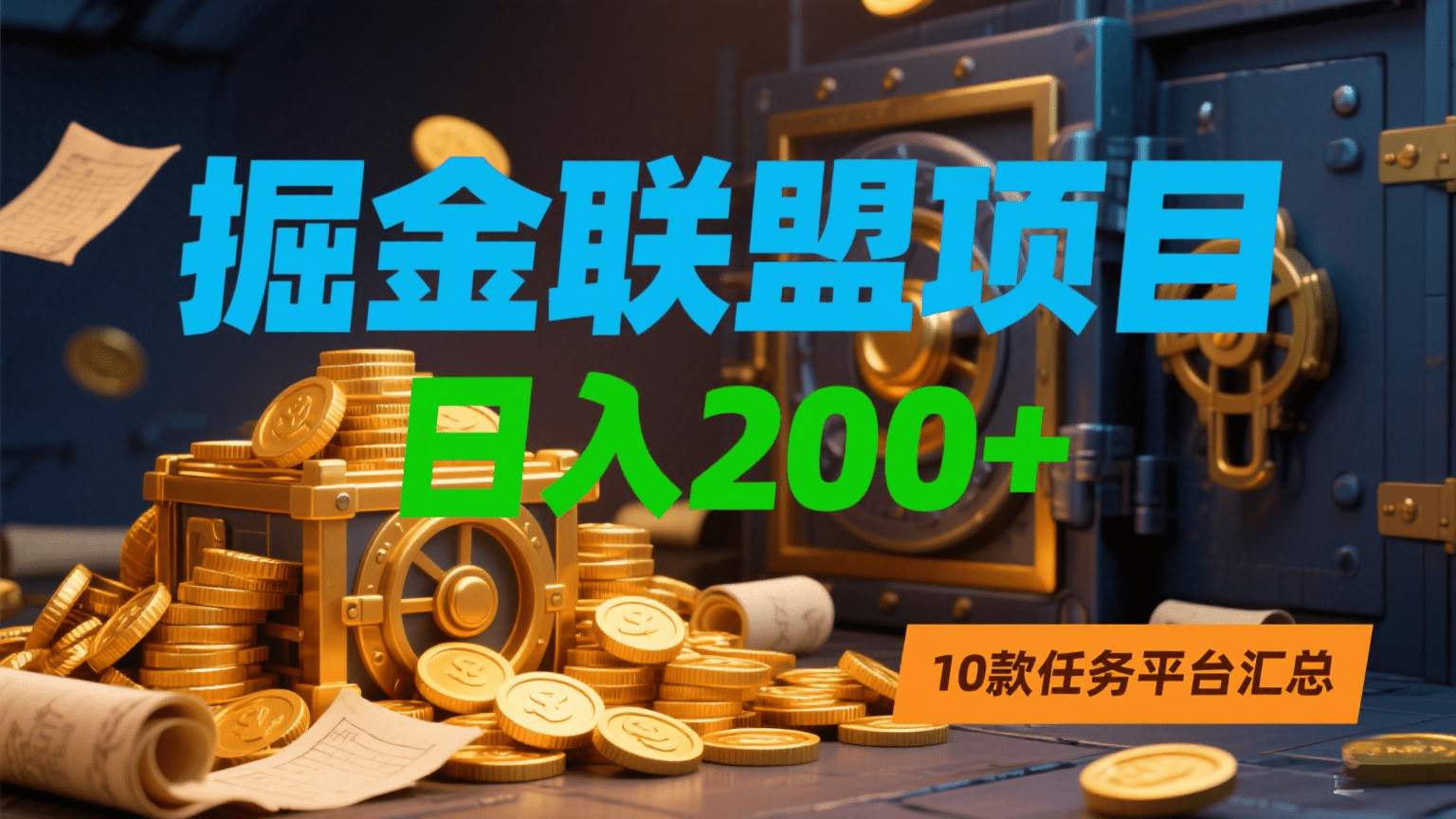 掘金联盟项目，日入200+，10款任务平台汇总创业之家-网创项目资源站-副业项目-创业项目-搞钱项目创业之家