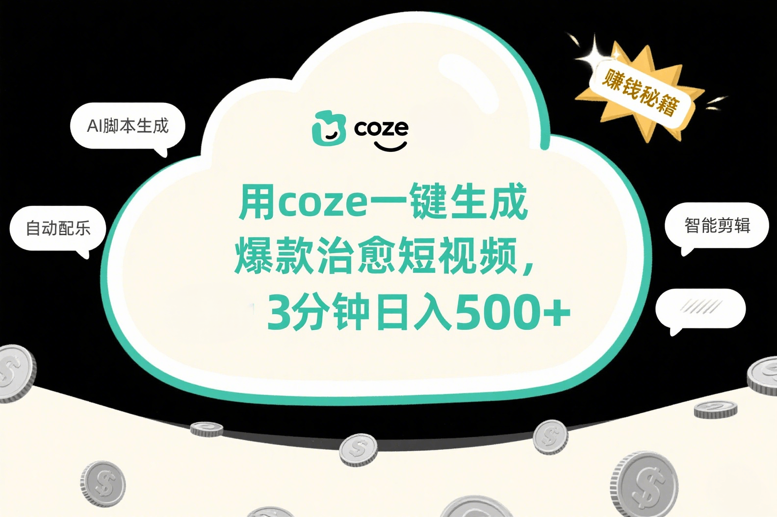 用coze一键生成爆款治愈短视频，3分钟日入500+创业之家-网创项目资源站-副业项目-创业项目-搞钱项目创业之家