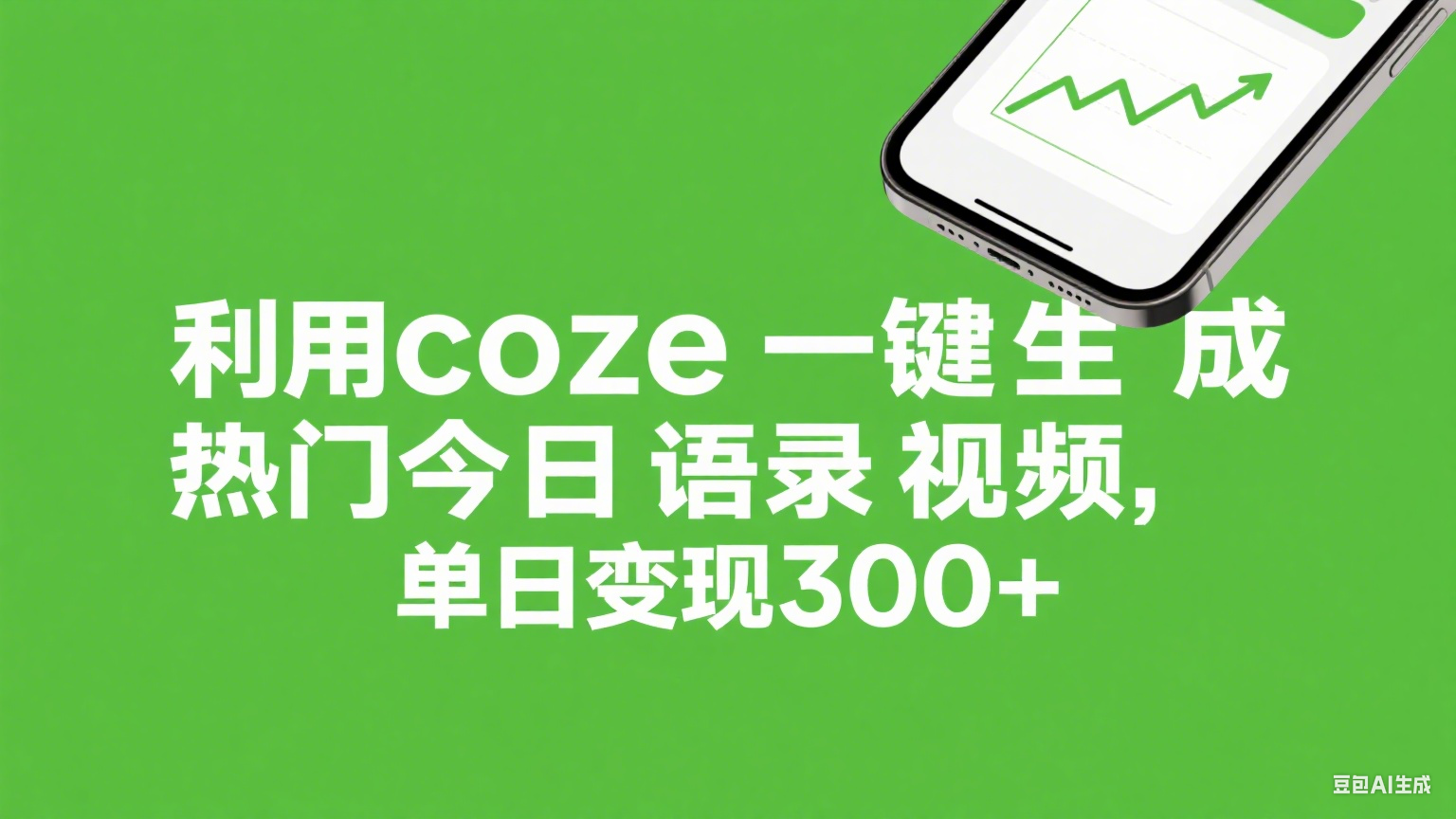 利用coze一键生成热门今日语录视频，单日变现300+创业之家-网创项目资源站-副业项目-创业项目-搞钱项目创业之家