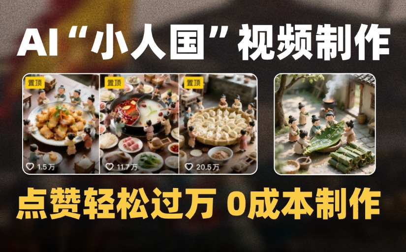 爆款1000W+微缩景观迷你小人国AI视频，0成本制作全流程教学创业之家-网创项目资源站-副业项目-创业项目-搞钱项目创业之家