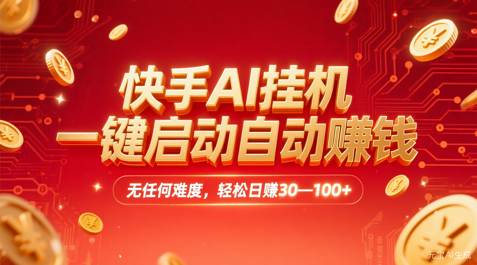 快手AI，一键启动自动赚钱 无任何难度，轻松一天30—100+创业之家-网创项目资源站-副业项目-创业项目-搞钱项目创业之家
