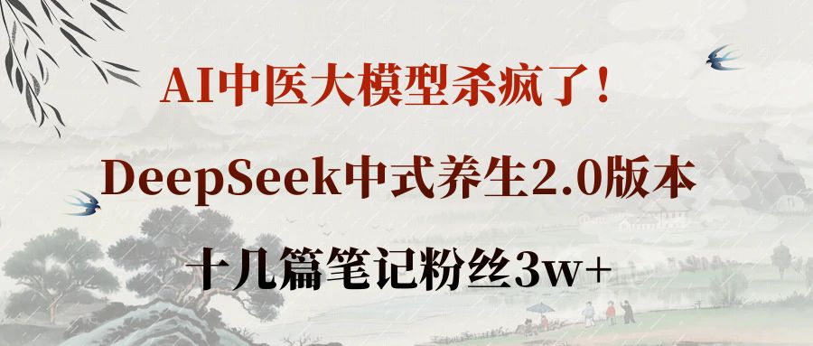 AI中医大模型杀疯了！DeepSeek中式养生2.0版本，十几篇笔记粉丝3w+创业之家-网创项目资源站-副业项目-创业项目-搞钱项目创业之家