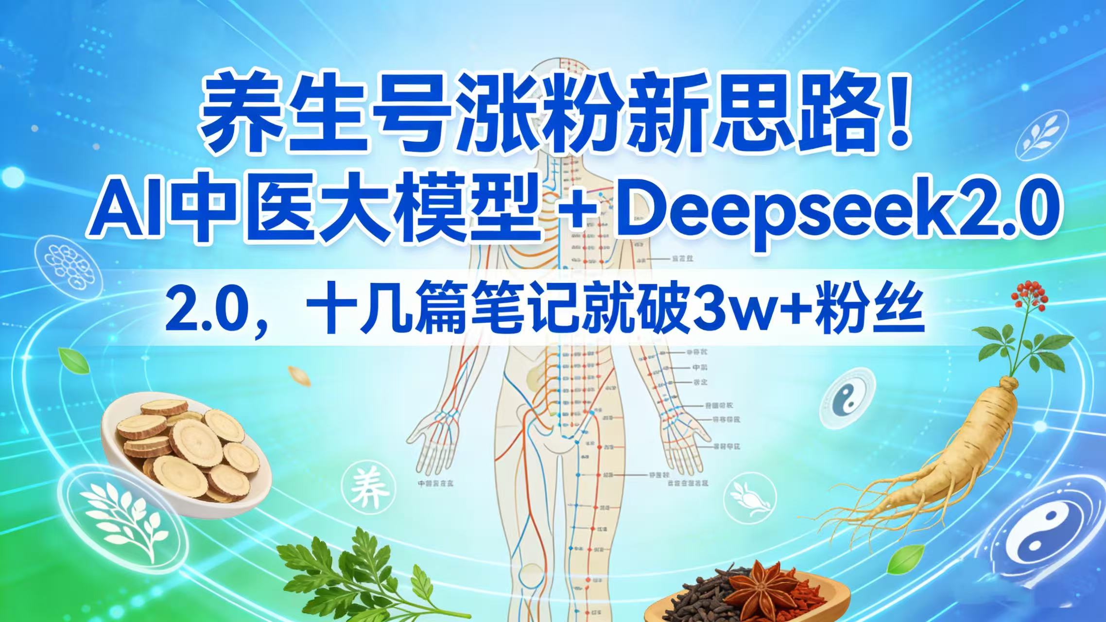 养生号涨粉新思路！AI 中医大模型 + Deepseek 2.0，十几篇笔记就破 3w + 粉丝创业之家-网创项目资源站-副业项目-创业项目-搞钱项目创业之家