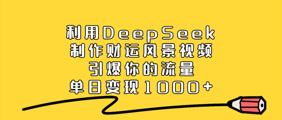 利用DeepSeek制作财运风景视频，做出爆款视频，单日变现1000+创业之家-网创项目资源站-副业项目-创业项目-搞钱项目创业之家