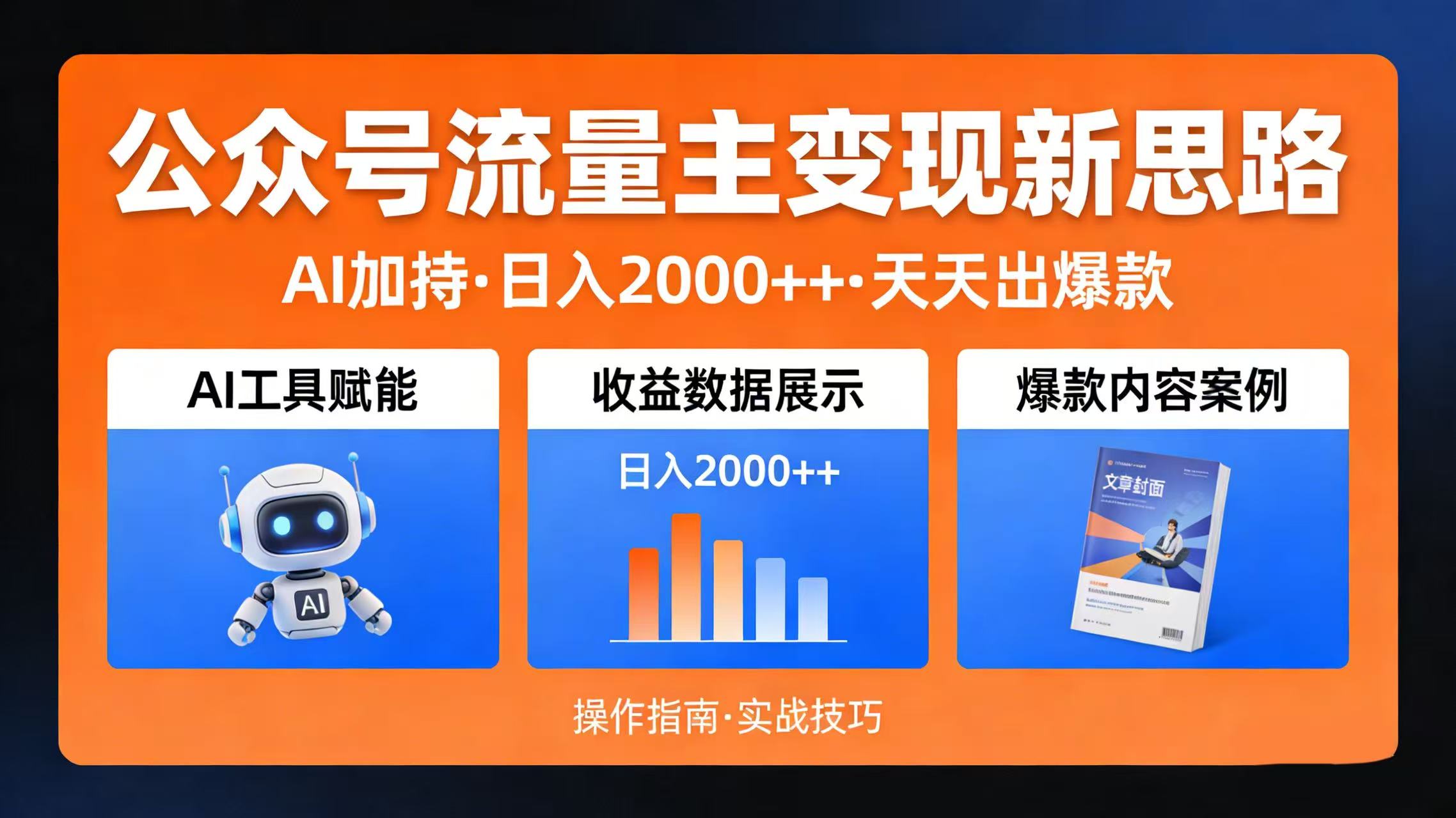 公众号流量主变现新思路:AI 加持,日入 2000++ 天天出爆款创业之家-网创项目资源站-副业项目-创业项目-搞钱项目创业之家