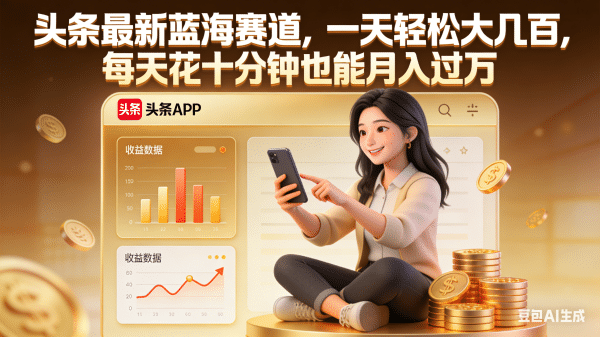 头条最新蓝海赛道，一天轻松大几百，每天花十分钟也能月入过万创业之家-网创项目资源站-副业项目-创业项目-搞钱项目创业之家