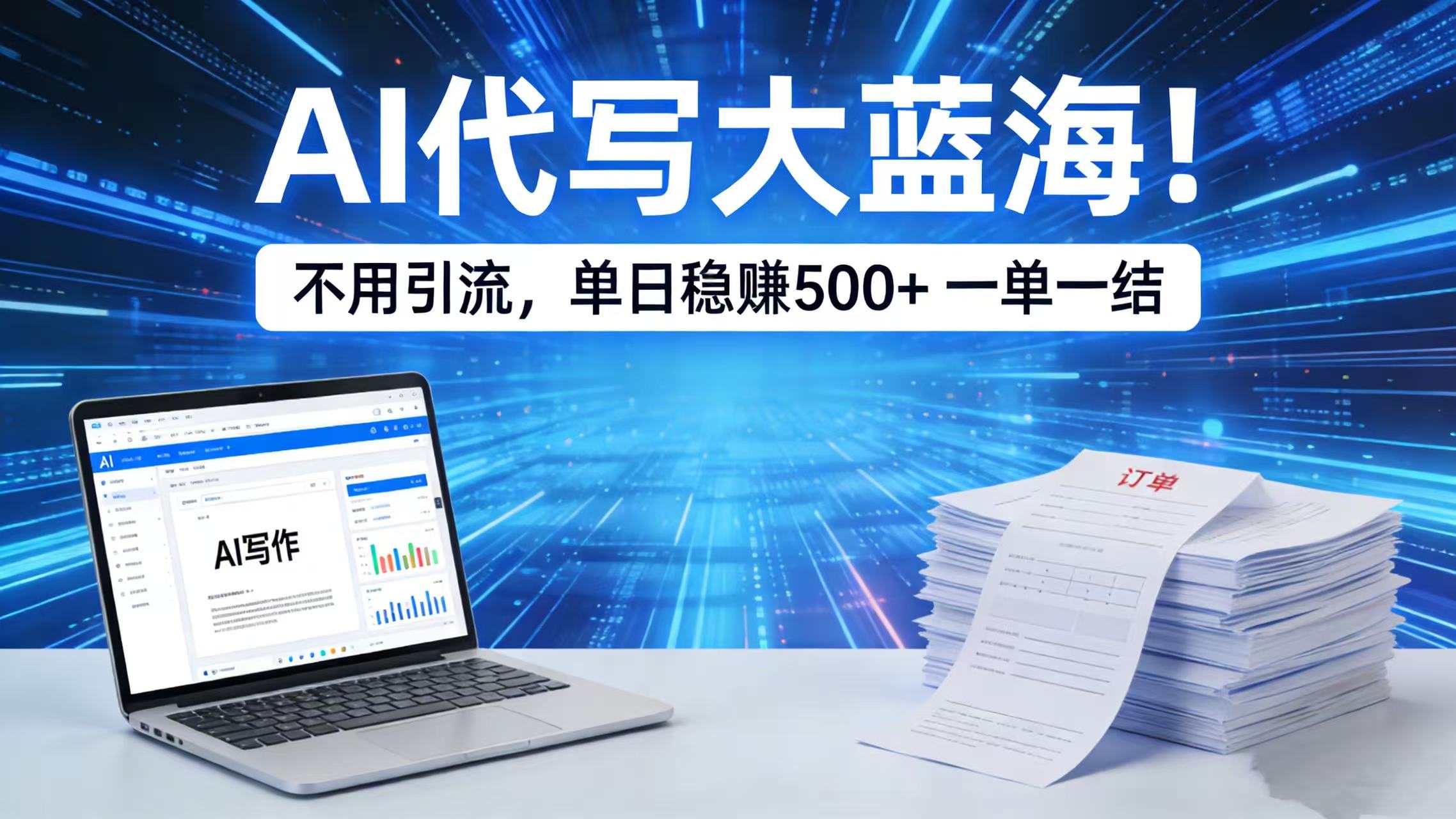 AI 代写大蓝海！不用引流，单日稳赚 500 + 一单一结创业之家-网创项目资源站-副业项目-创业项目-搞钱项目创业之家