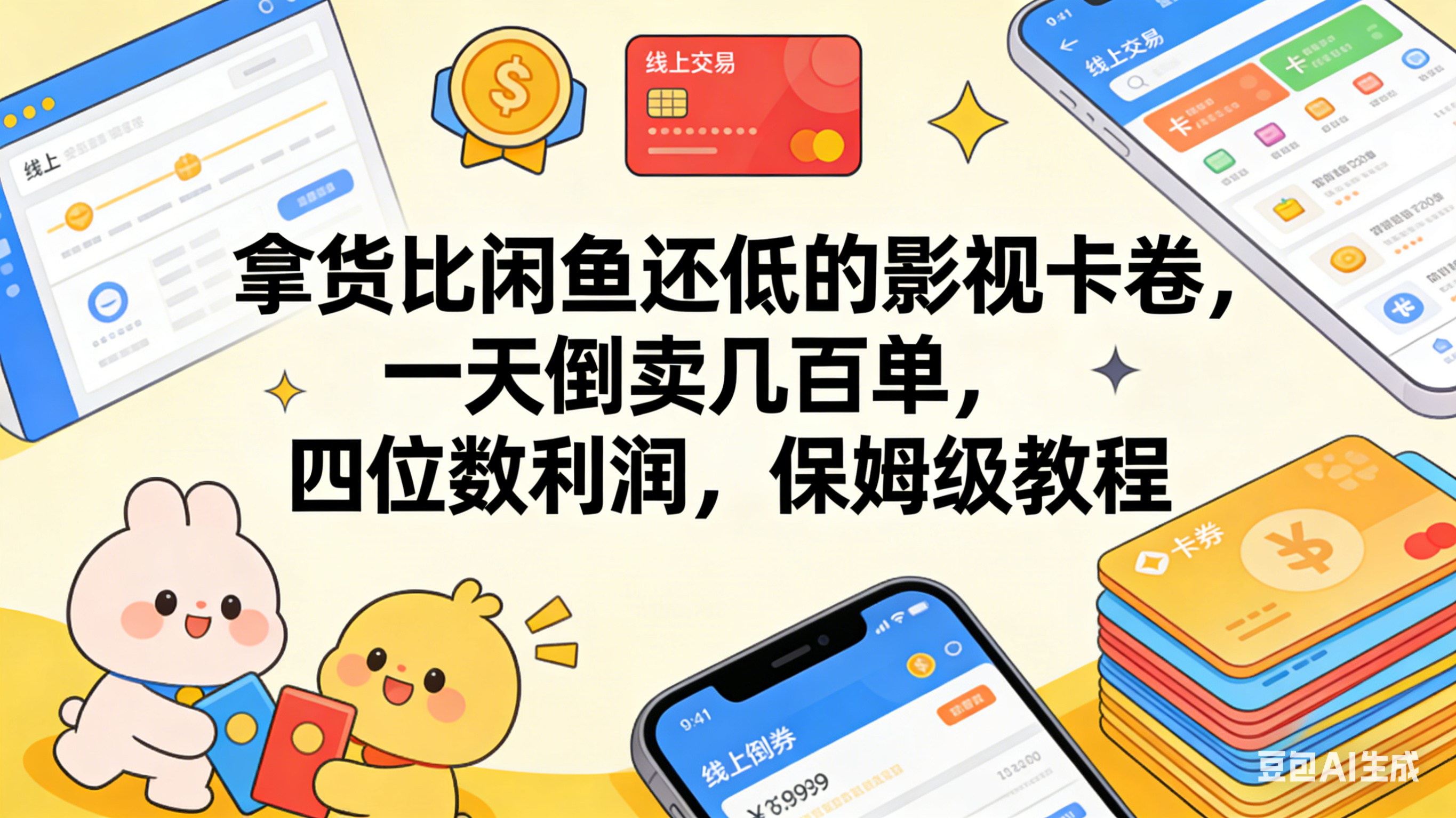 拿货比闲鱼还低的影视卡卷，一天倒卖几百单，四位数利润，保姆级教程创业之家-网创项目资源站-副业项目-创业项目-搞钱项目创业之家