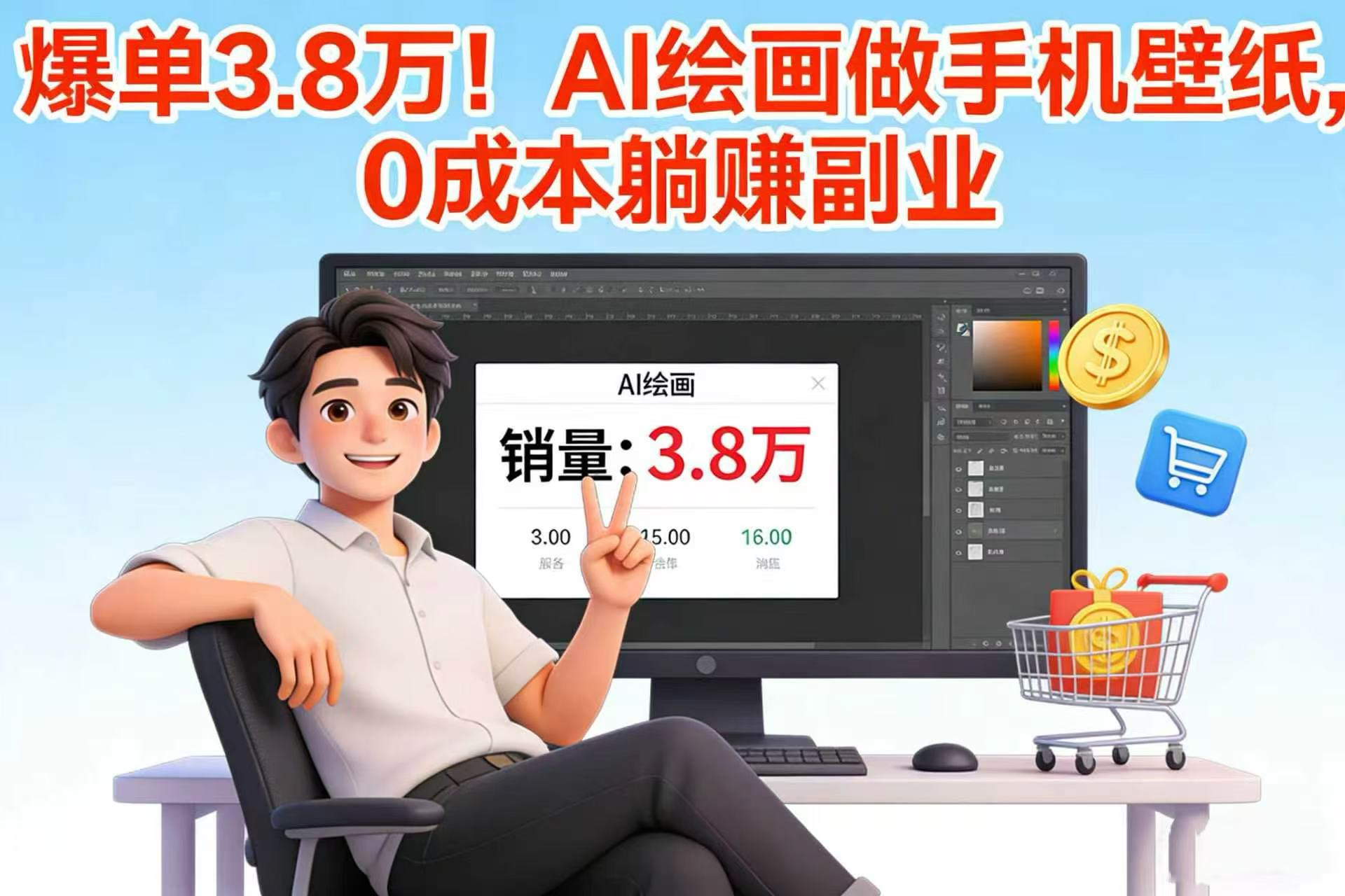 爆单 3.8 万!AI 绘画做手机壁纸,0 成本躺赚副业创业之家-网创项目资源站-副业项目-创业项目-搞钱项目创业之家