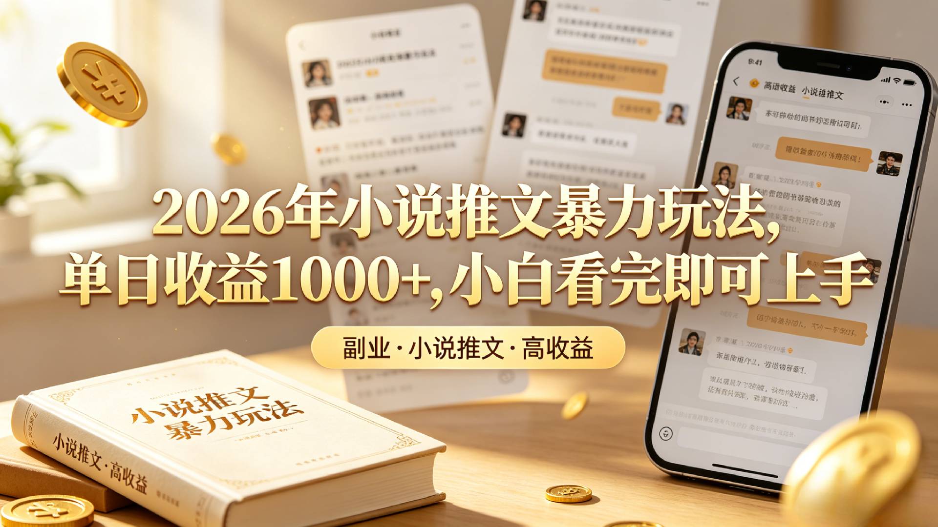2026年小说推文暴力玩法，单日收益1000+，小白看完即可上手创业之家-网创项目资源站-副业项目-创业项目-搞钱项目创业之家