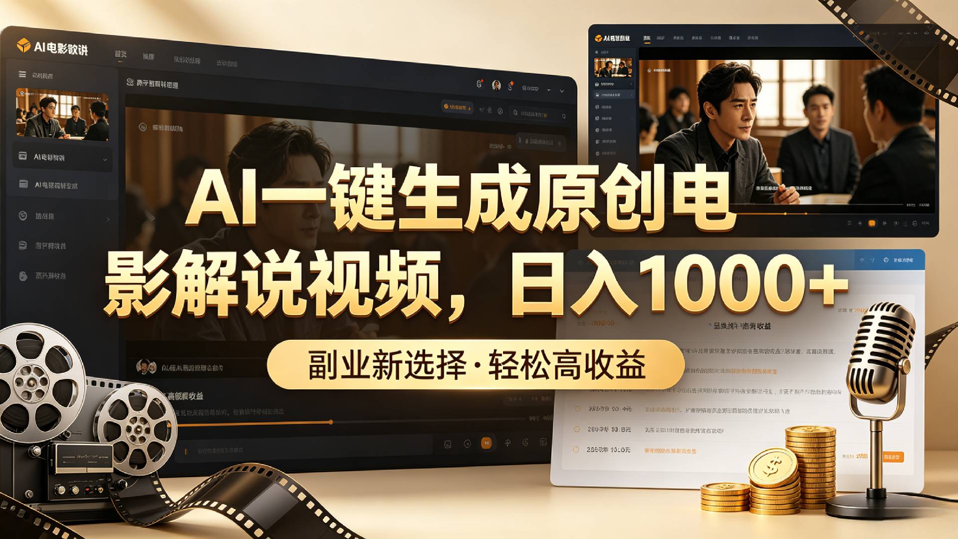 AI一键生成原创电影解说视频，日入1000+！创业之家-网创项目资源站-副业项目-创业项目-搞钱项目创业之家